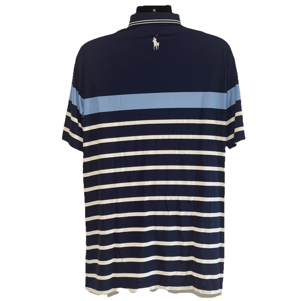 Polo Ralph Lauren Golf Polo Sz L Blue White Striped PGA Quail Hollow Logo - Picture 6 of 14